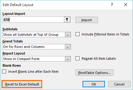Reset To Default Excel Layout