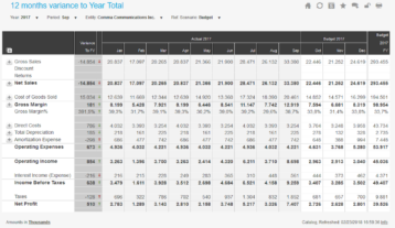 12 Months View Variance To Year Total Example Dashboard