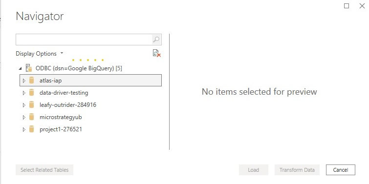 Connect Google BigQuery to Power BI - Load Data