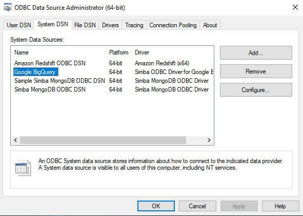 Google BigQuery ODBC Driver Configuration 2